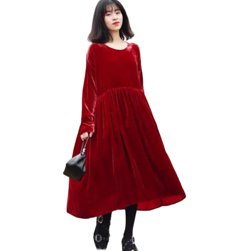 Women Autumn & Winter Elegant Sequin Velvet Dress Festa Female brand Party Vestidos Spring Vintage Robe velour dress Vestidos