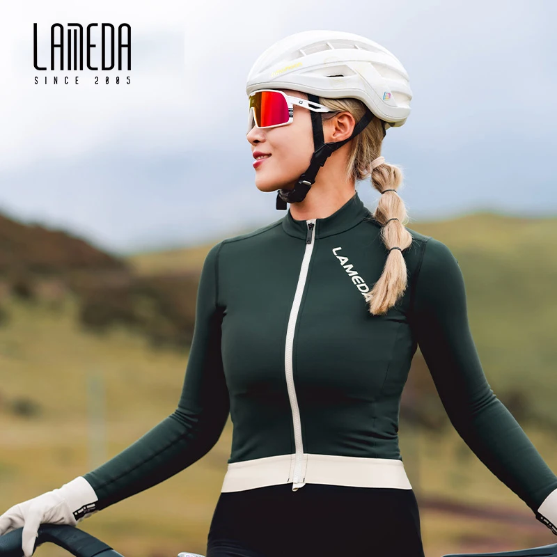 

LAMEDA Cycling Jersey 5-15 Celsius Spring Autumn Winter Fleece Warm Women's Long Sleeves MTB Road Bike Tight Sweatshirt