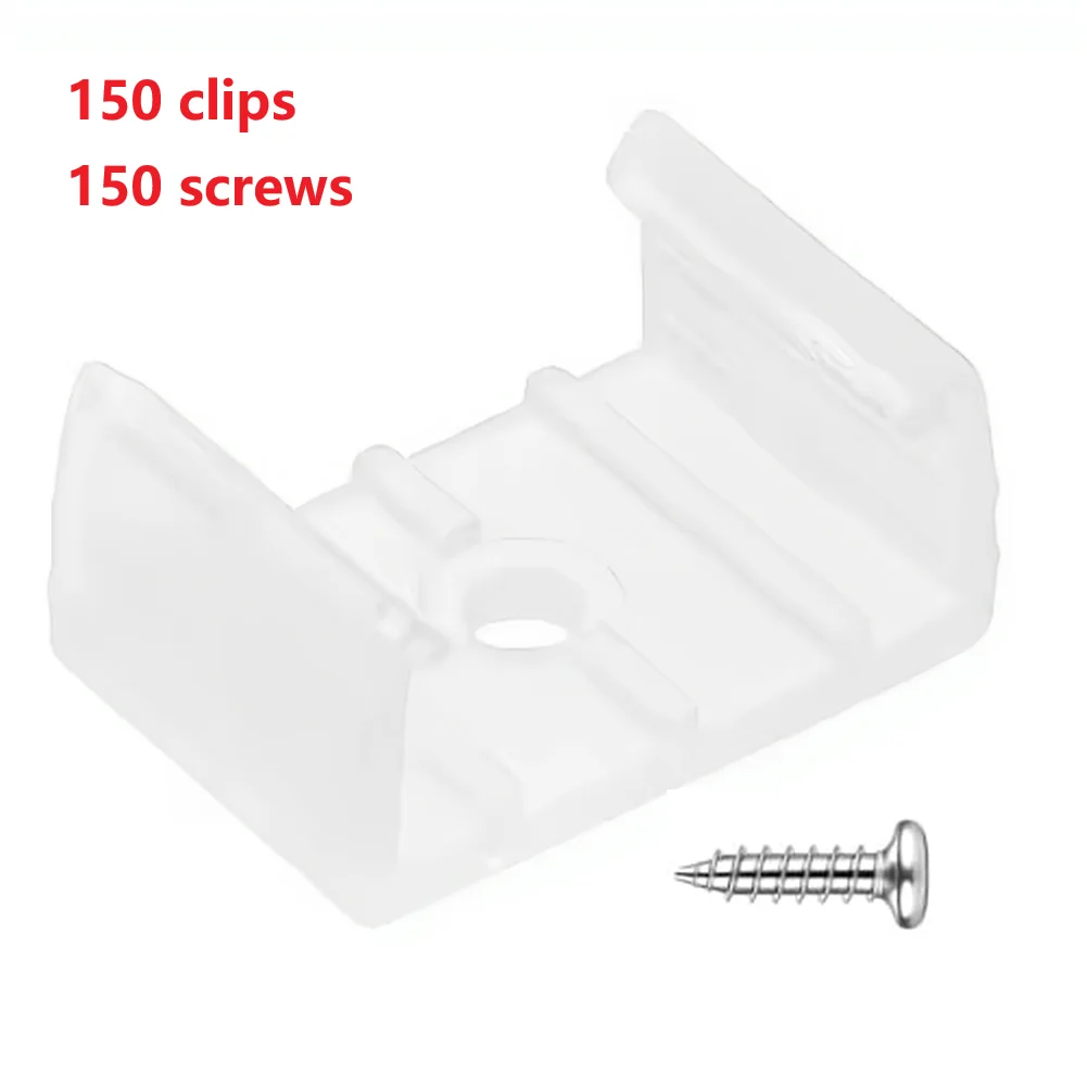 150 Waterproof LED Strip Fastening Clips Made of Heat Resistant PP Plastic for 10mm 12mm LED Tape on Various Substrates