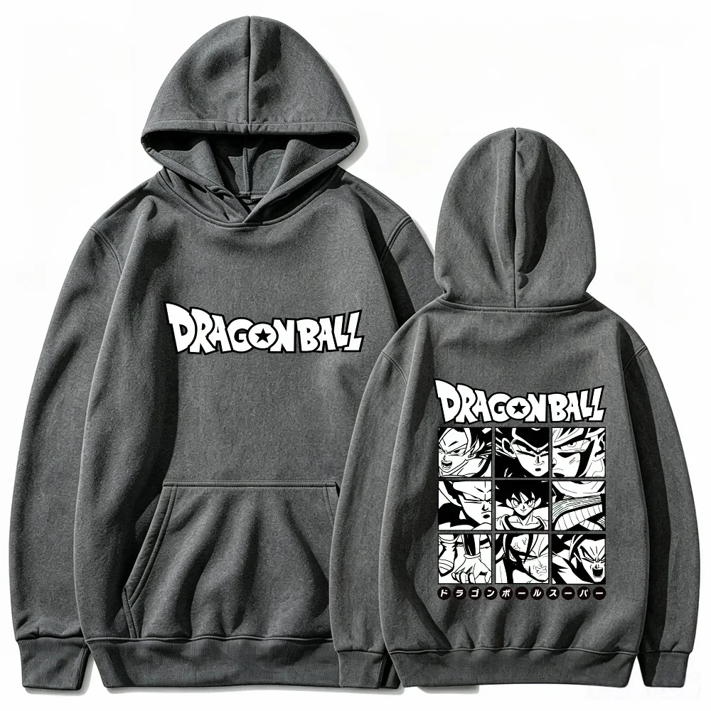 Dragon Ball Manga Panel Graphic Hoodie，Unisex，Drawstring Hooded Sweatshirt Black White Comic Print Oversized Casual Top