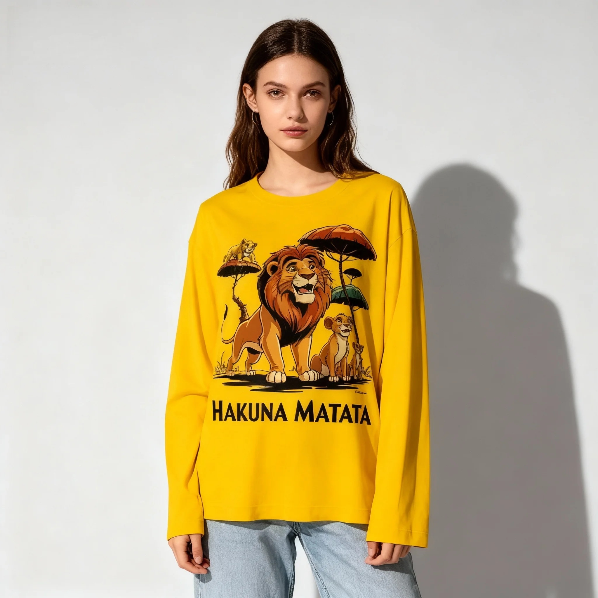 Autumn/Winter Disney Animation Series Mickey Stitch Long Sleeve T-shirt Street Oversized Women Adult Children Same Style