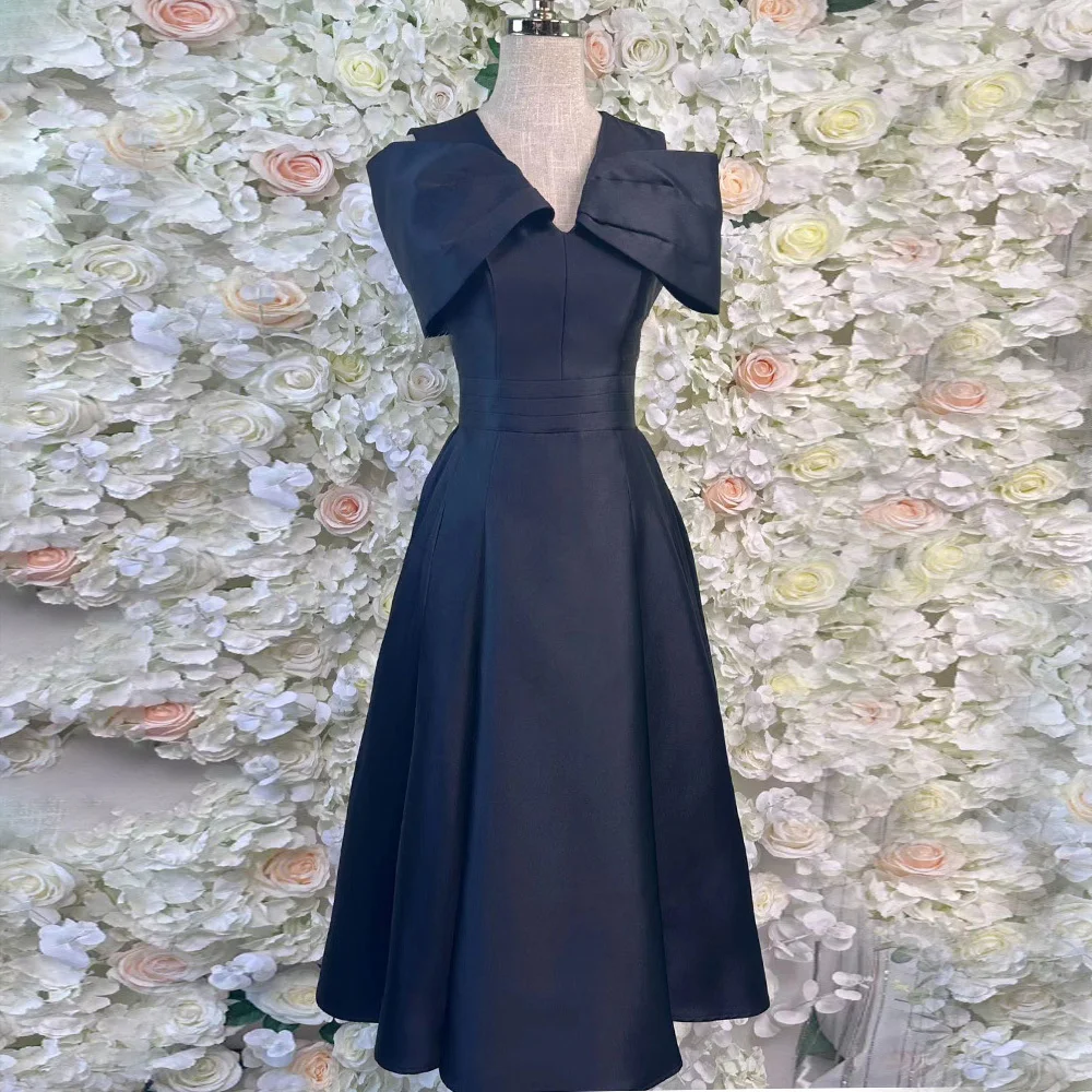 Beshinel-vestido elegante adelgazante, sin mangas, con solapa personalizada, cintura alta, cuello en V, manga corta, cintura alta, temperamento, adelgazante