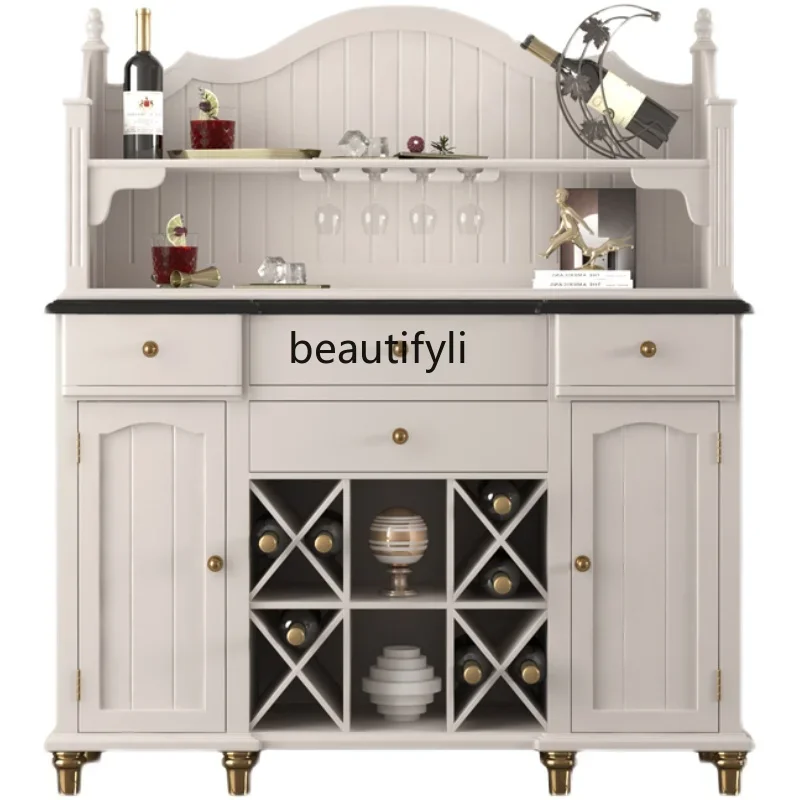 

xx1American dining side wine cabinet integrated modern simple living room wall rack solid wood storage cupboard