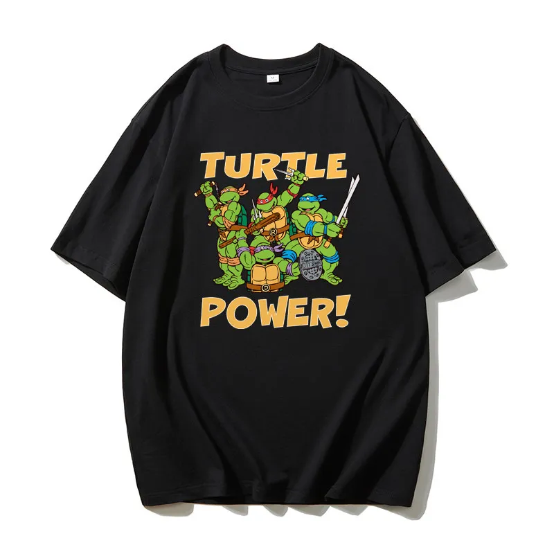Ninja Turtle TMNT Classic American Retro Animation T-Shirt - Pure Cotton Men's and Women's Pizza Shirt