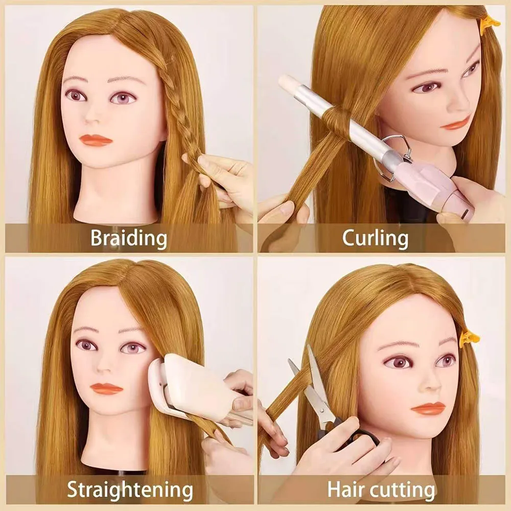 80% Human Hair Mannequin Head Cosmetology Manikin Head Blonde Training Head with Stand (22 inch)