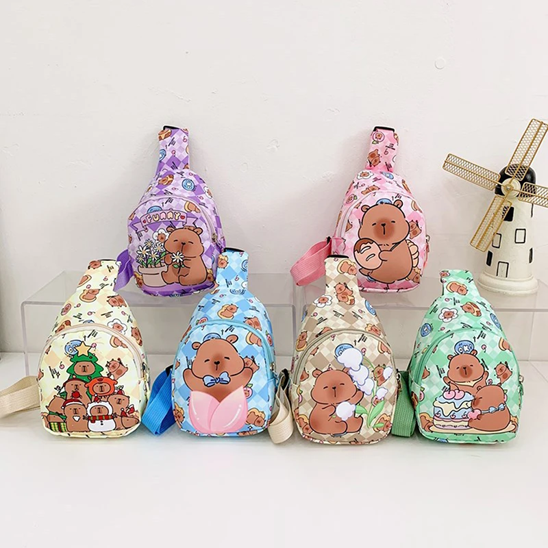 Tas Selempang Bahu Capybara Lucu Tas Dada Boneka Kartun Tas Penyimpanan Multifungsi Dekorasi Rumah Hadiah Anak-anak