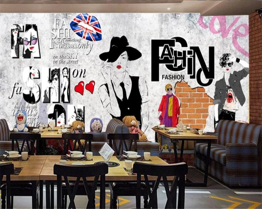 

Custom wallpaper 3d mural brick wall shading fashion beauty sofa background wall painting papel de parede wall papers home decor