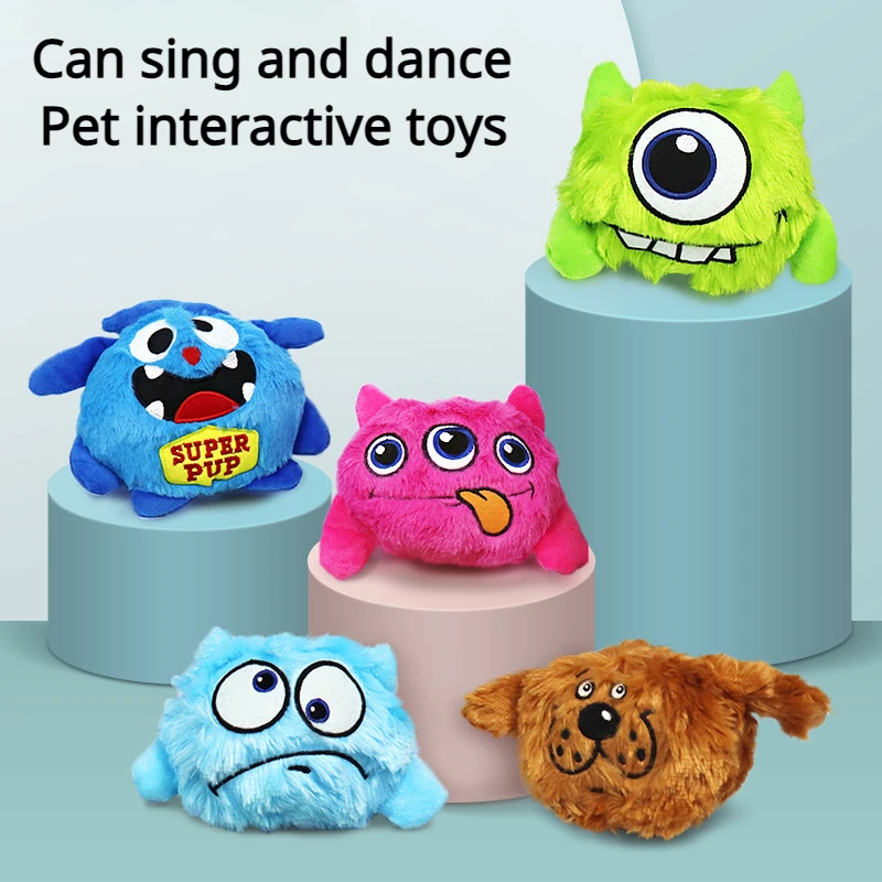 Dog Interactive Toy Monster Plush Sound Toys Swinging Bounce Dog Plaything Electronic Vibration Automatic Movement Pet Supplies