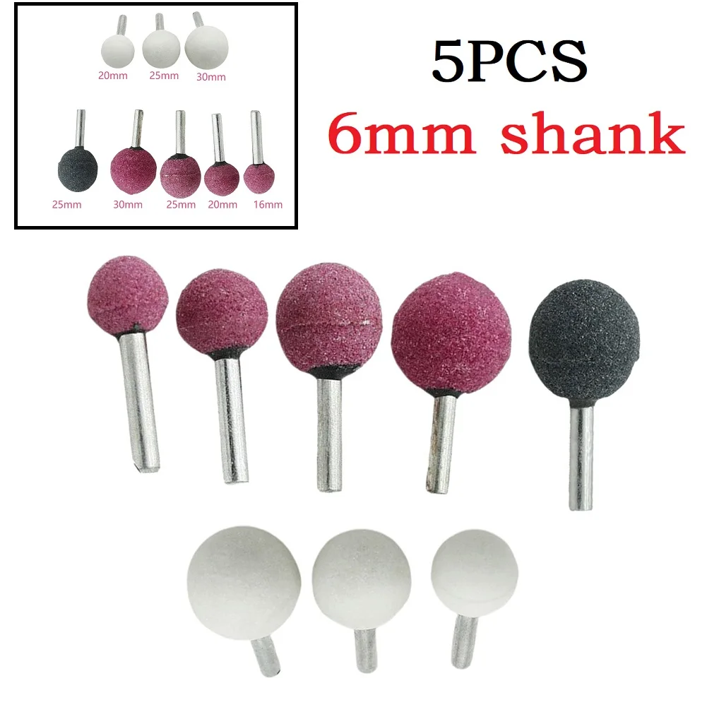 

5 шт., керамическая шлифовальная головка, алмазные фрезы с круглыми шариками, хвостовик 6 мм, резьба по металлу, гравировальный бит, сверло, шлифовальный инструмент