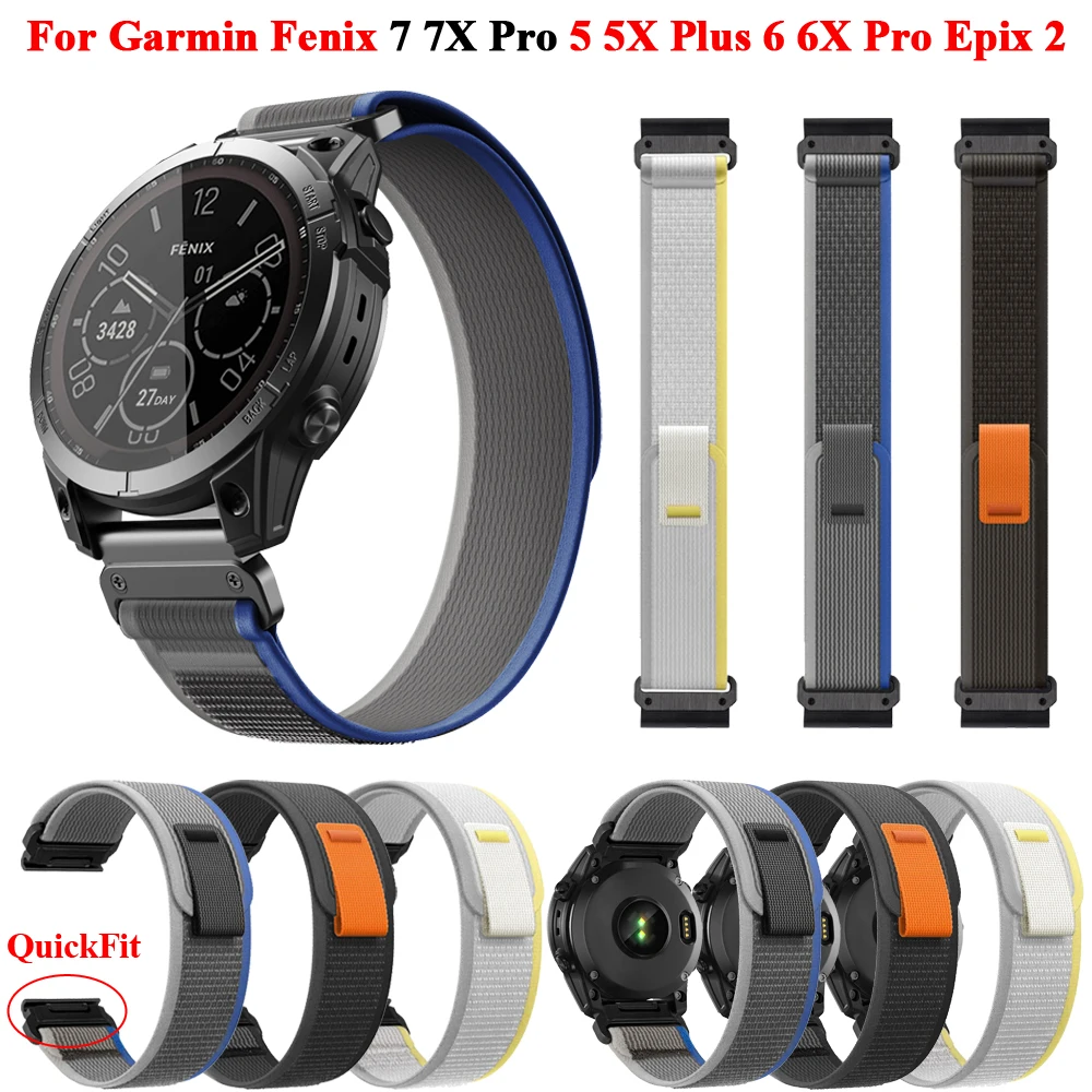 

22 26mm Nylon Watch Straps For Garmin Fenix 7X 7 Pro Fenix 6X 6 5X 5Plus 3 3HR Epix 2 Bracelet Watchband Replacement Wristband