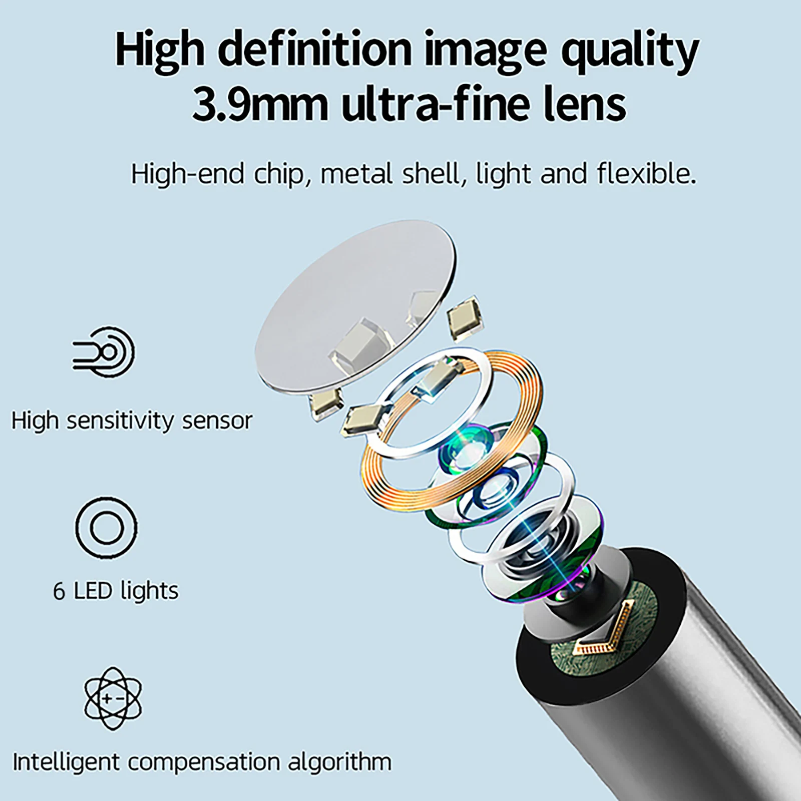 GUANMOU Digital Otoscope  3.9mm Ear Scope Camera with 6 Lights 4.3 INCH IPS Ear Wax Removal Toolfor Kids Adults image 4