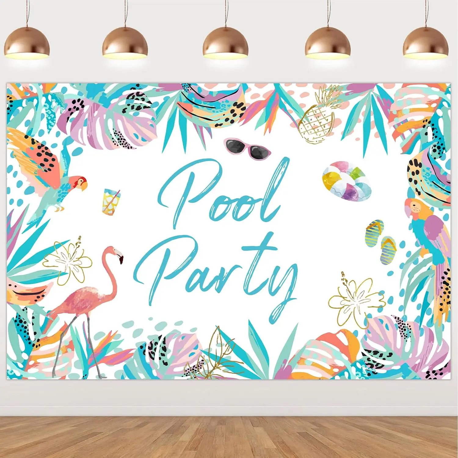 

Tropical Swimming Pool Party Decor Flamingo Summer Beach Swimming Pool Backdrop for Tropical Hawaiian Aloha Luau Theme Birthday