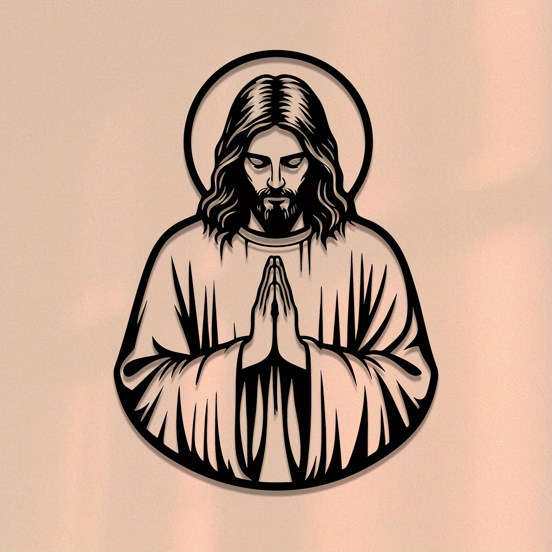 CIFBUY Metal Wall Art Abstract Jesus Prayer Sign Iron Craft Sculpture Indoor Outdoor Home Office Plaque