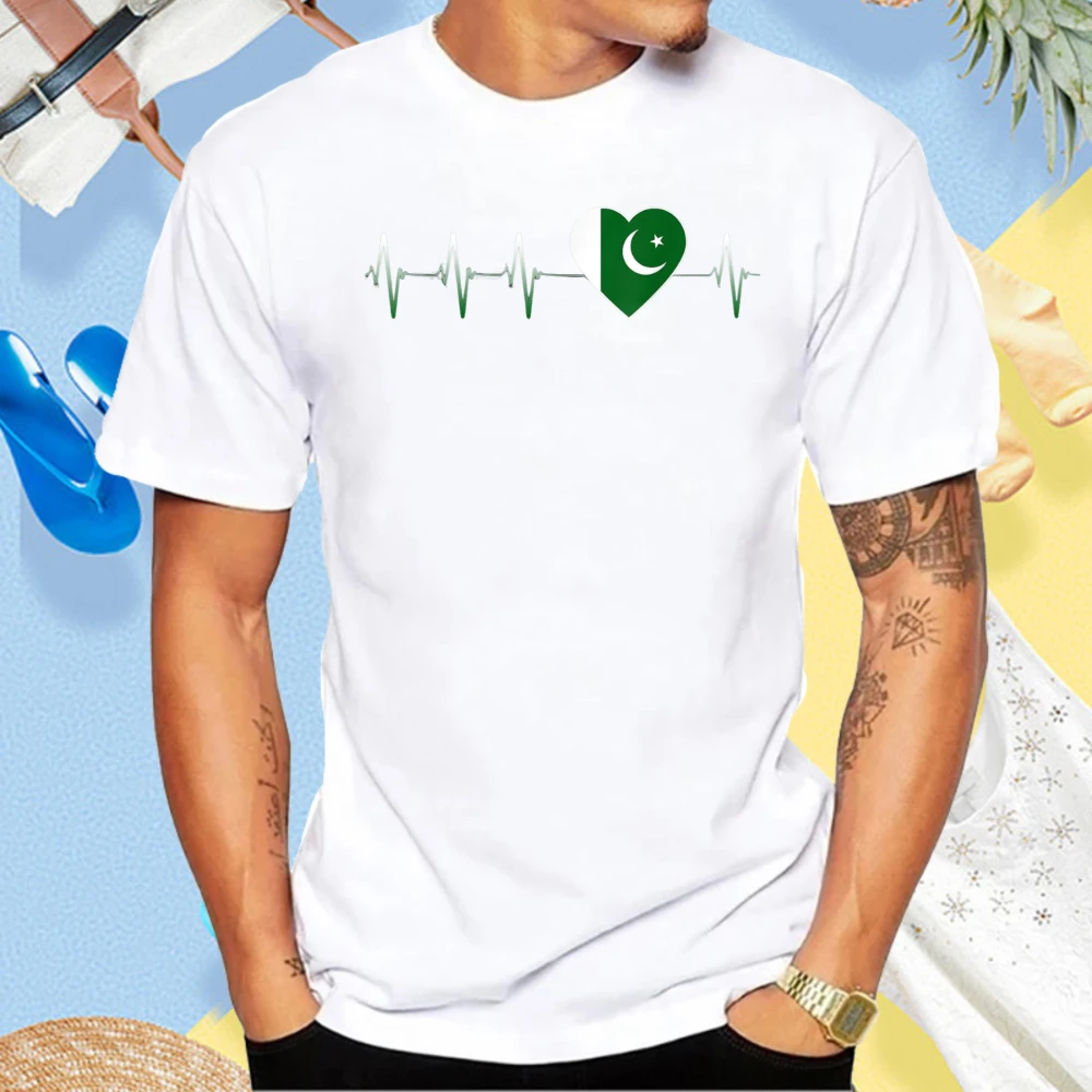 Pakistani Heartbeat Graphic Printed I Love Pakistan T-Shirt Summer Cotton Short Sleeve Casual Fashion Man Women Clothing