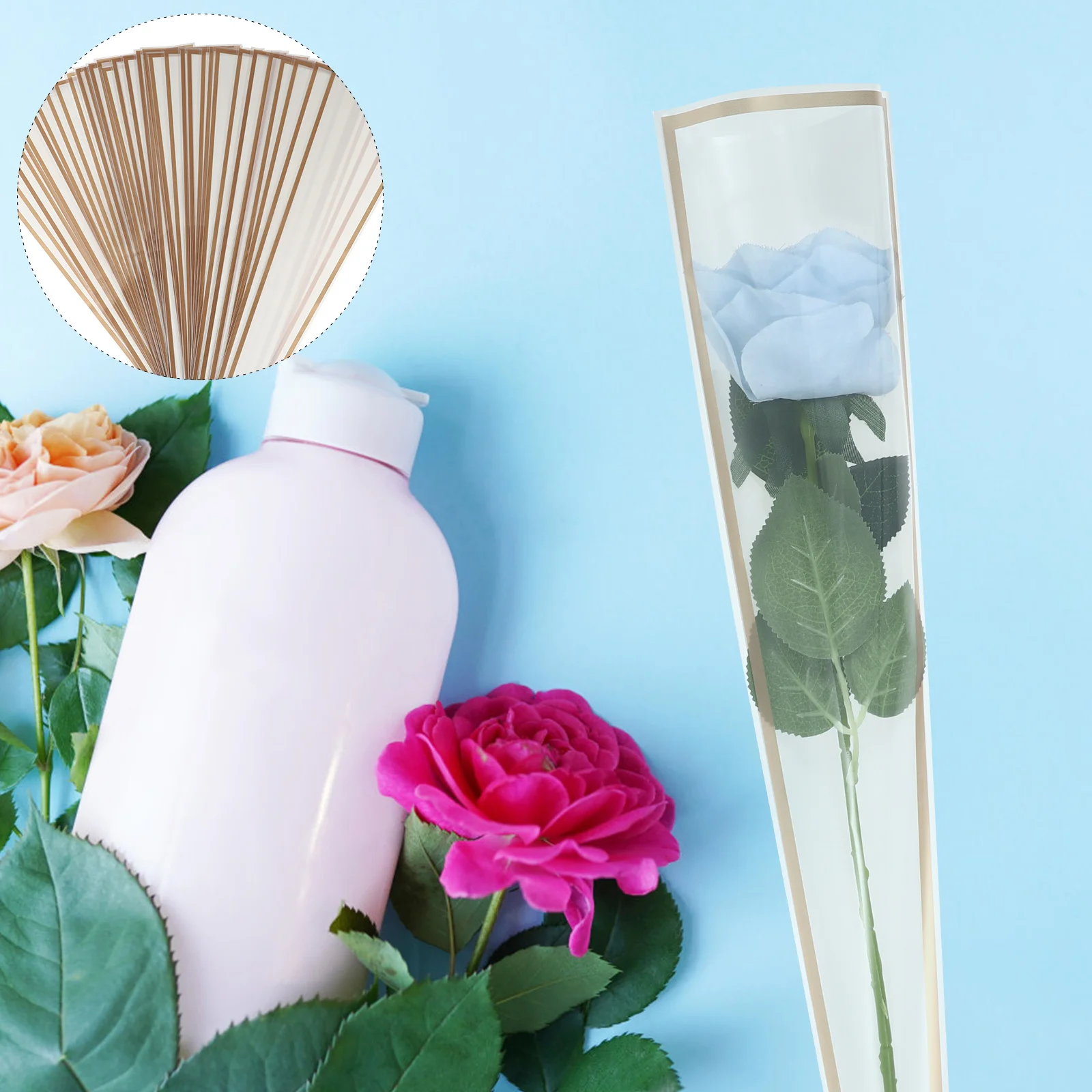 50 قطعة من أكياس الزهور للباقات وأكمام ملفوفة أنيقة سهلة الاستخدام في عيد الحب وأكمام زهور وعيد الميلاد وأكمام وردية واحدة