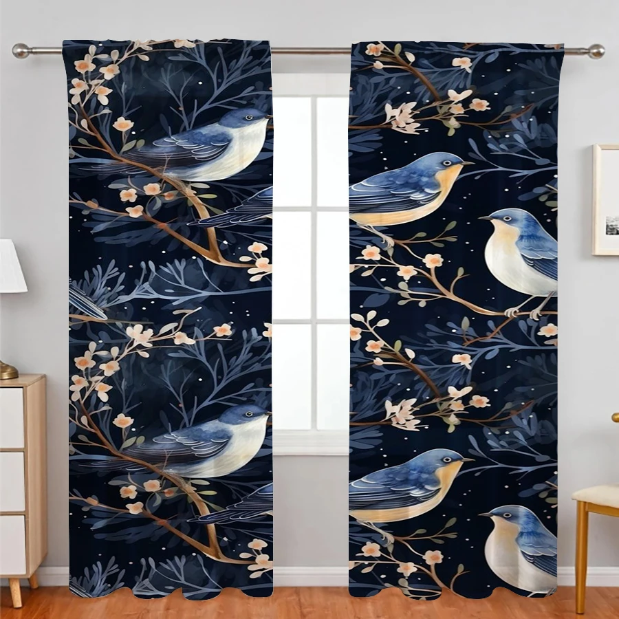 2PCS Sheer Curtains, Deep Blue - огляд і ціна Curtain Rods