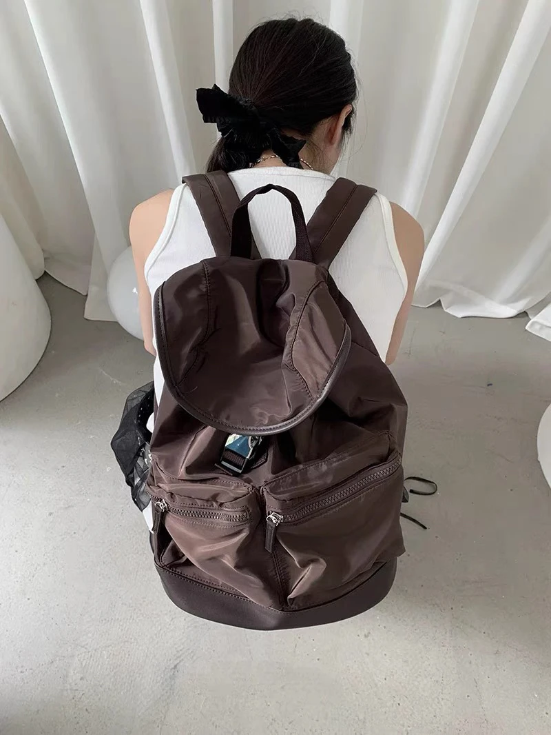 

Spring 2025 Lazy Sle Commuter Women's Bapa Versatile Nylon Material Large Size Vertical Square ape Water-Resistant Bag