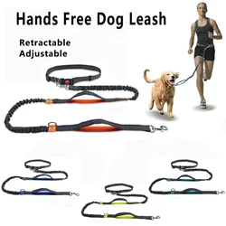 Retractable Hands Free Dog Leash Dual Handle Adjustable Waist Belt Chest Strap Traction Rope for Pet Walking Jogging Accessories