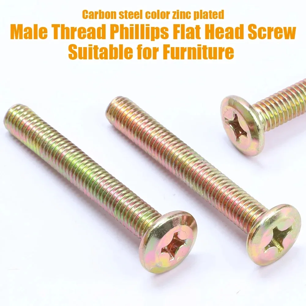 JUIDINTO 3-10pcs/bag Zinc Plated Phillips Bevel Flat Head Machine Screws M6 M8 Furniture Connector Bolt Cross Screws