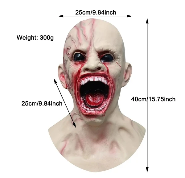 หน้ากากผีดิบ Creepy Halloween Props น่ากลัวหน้ากากใบหน้าสมจริงผู้ใหญ่คอสเพลย์เครื่องแต่งกาย Props สยองขวัญติดเชื้อหน้ากากผีดิบ