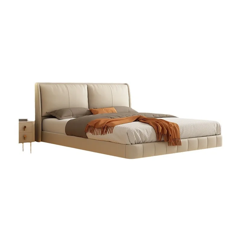

Cream style, suspended bed, modern, simple, solid wood bed, high-end, light luxury