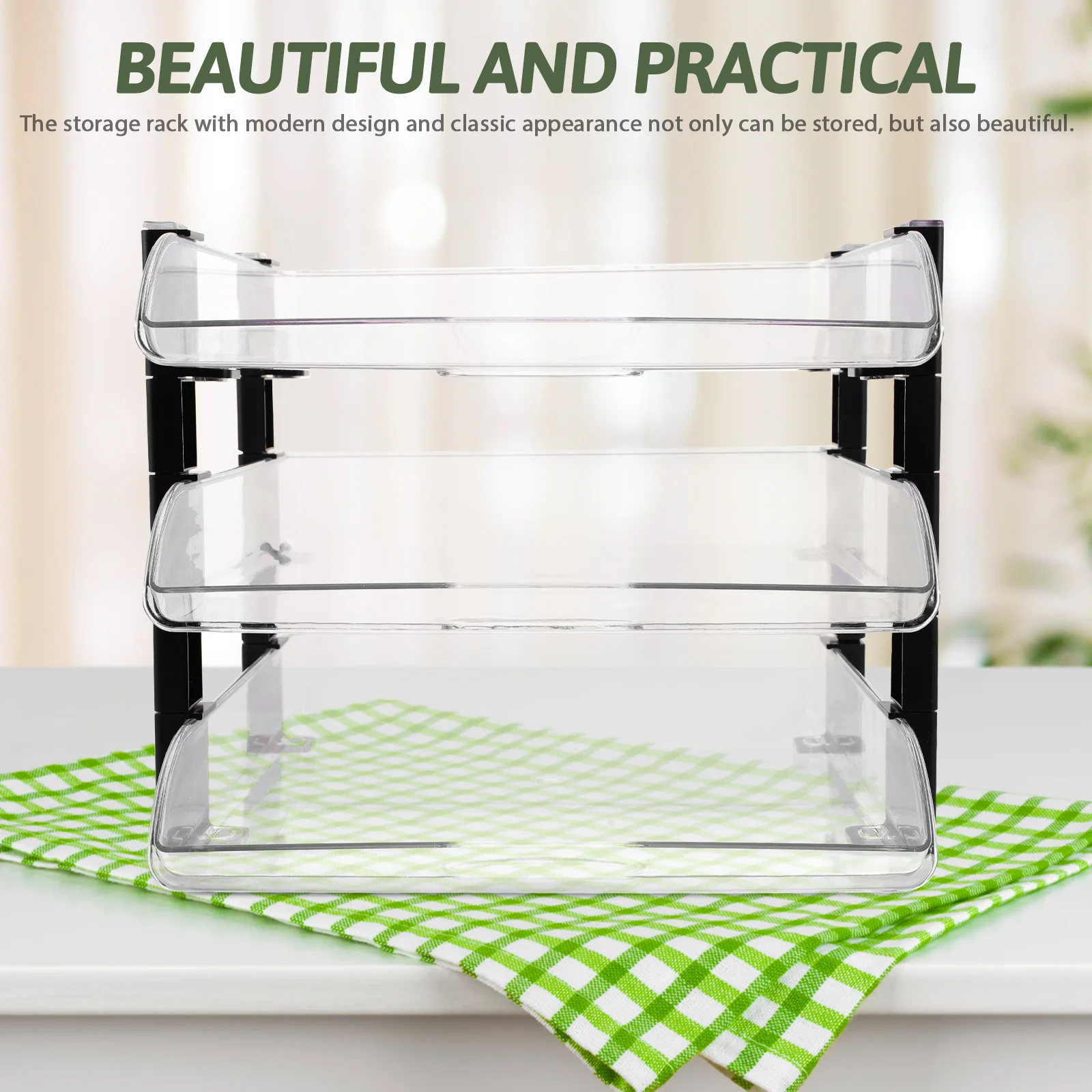 

Desk Paper Tray File Organizer Acrylic Large Capacity Desktop Organizer Office Desktop Storage Rack