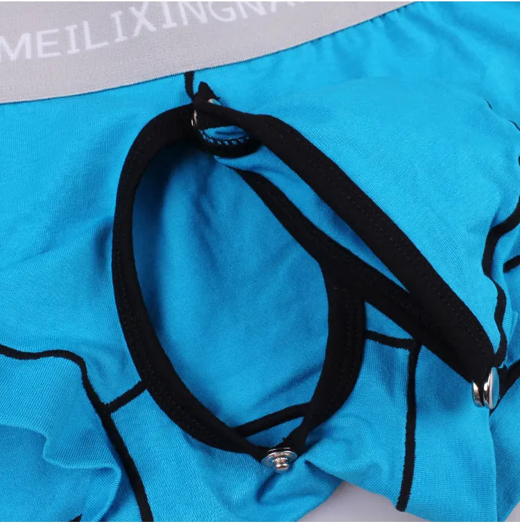 Open Front Men Underwear Cotton Boxer Shorts Pouch Bulge Crotch Removable Sexy Panties Male Boxershorts Underpants