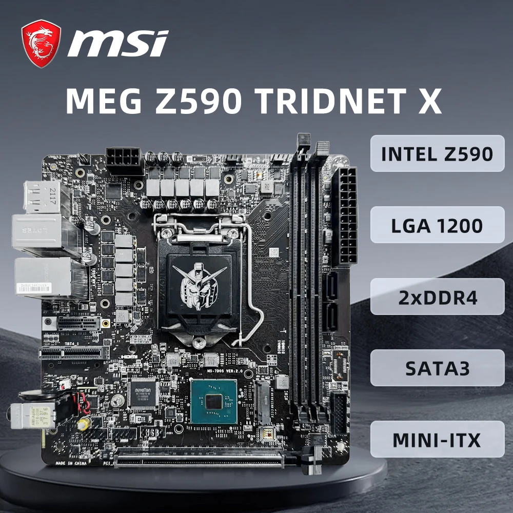 MSI MEG Z590 TRIDNET X Motherboard LGA1200 Supports i9-11900KF i7-10700K i5-10400F i5-11600K CPU 4xDDR4 5333MHz M.2 NVME ATX