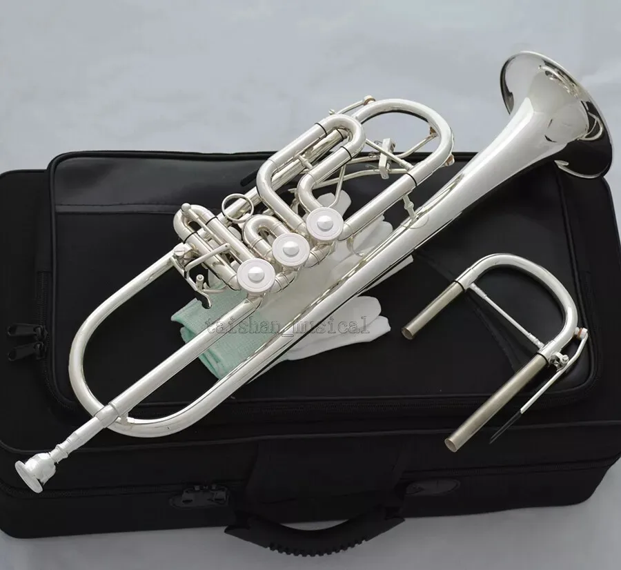 2026 NEW New Pro Rotary Trumpet Horn Silver Plated Upper Register Harmonic Key   81