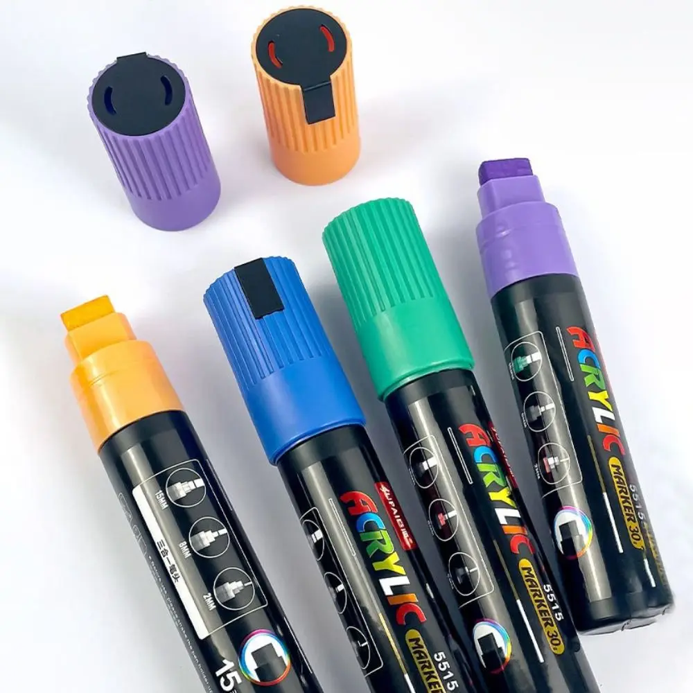 

Large Capacity Acrylic Marker Pen 3 in 1 Pen Head Water-Based Ink Advertising Poster Markers 8MM/15MM Line Width Sunscreen