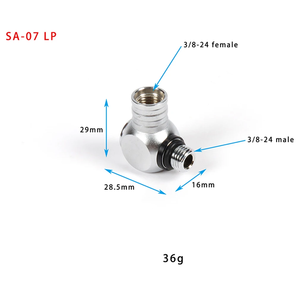 360° Roation Scuba Diving 1st First Stage LP/HP Port Swivel Connector Adaptor Degree Movement Reduces Hose Stress Brass