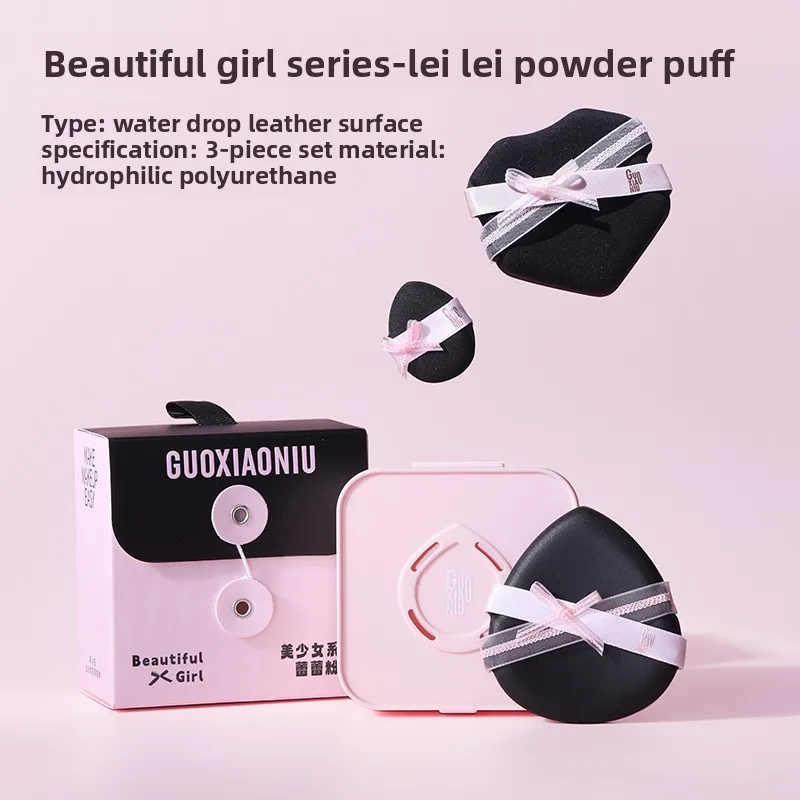GUOXIAONIU 3pcs/set Pink Bow-knot Foundation Powder Puff for Concealer Dry and Wet Air Cushion Makeup Pads Cosmetic Puffs