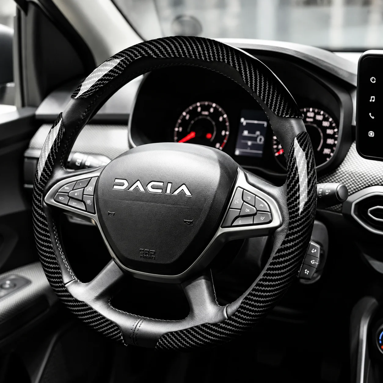 For Dacia Sports Suede Split Snap-On Anti-Slip Steering Wheel Cover Fit Sandero Stepway Duster Jogger Bigster Spring Logan
