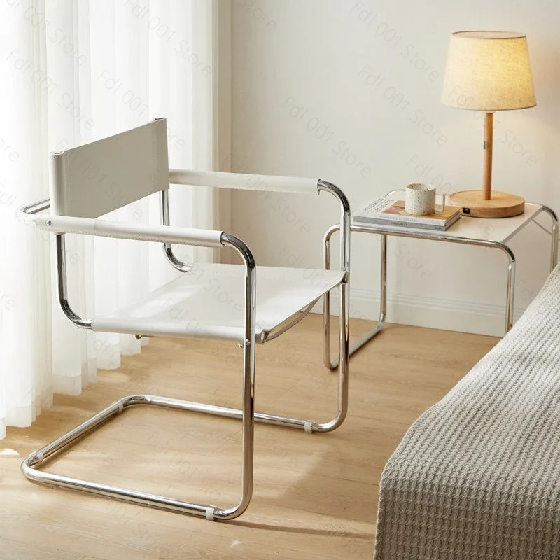 Chair Comfortable office chair Light luxury medieval dining chair High-end stainless steel tube Internet celebrity ins armchair
