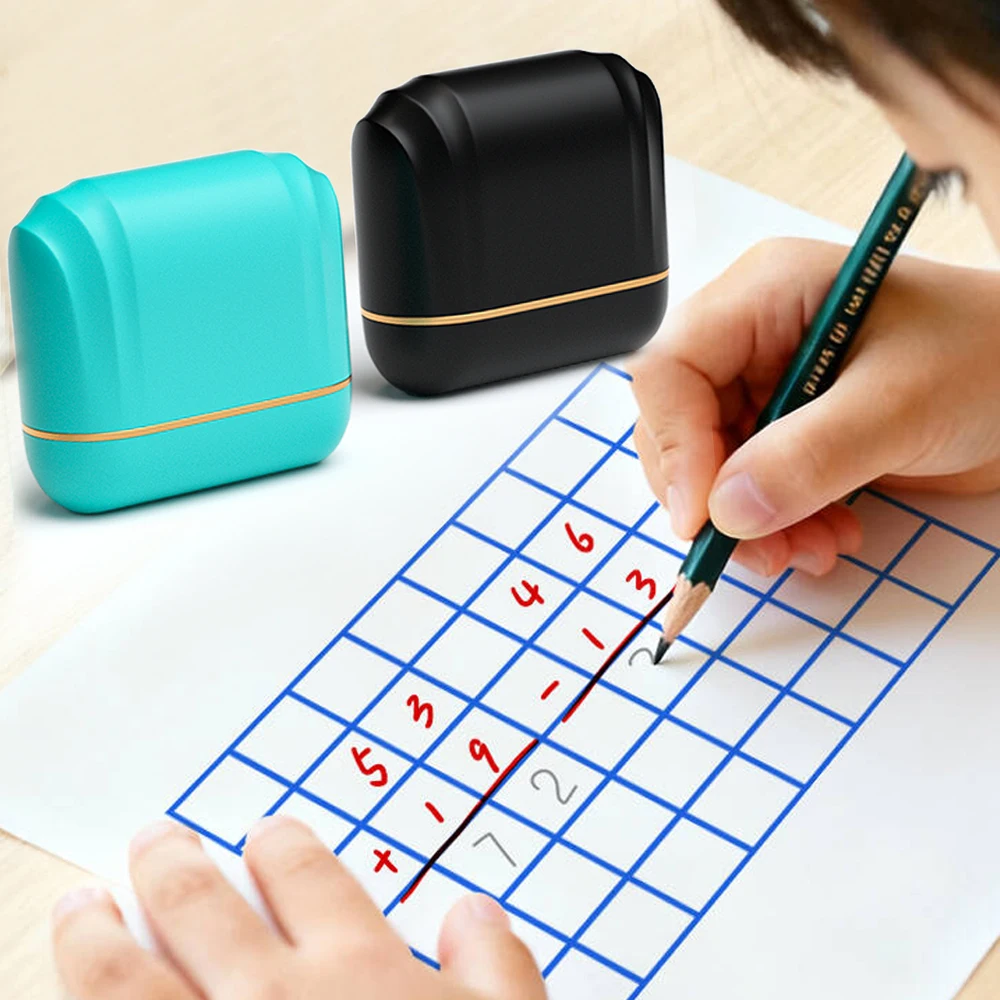 

a roller grid stamp handwriting square practice teacher stamp math practice tool blue stamp classroom teaching stamp