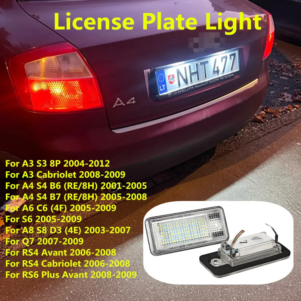 Error Free White LED Car License Plate Light Bulbs For AUDI A6 C6 4F S6 A8 S8 D3 4E Q7 A4 S4 B6 B7 A3 S3 8P RS4 RS6 Accessories