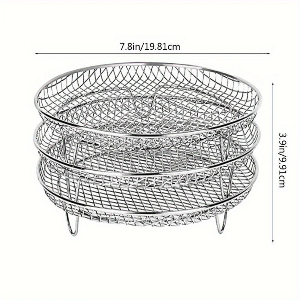 3-Tier Air Fryer Racks, Stainless Steel Grilling Rack, Home Kitchen Accessories, Indoor Outdoor Baking Tools