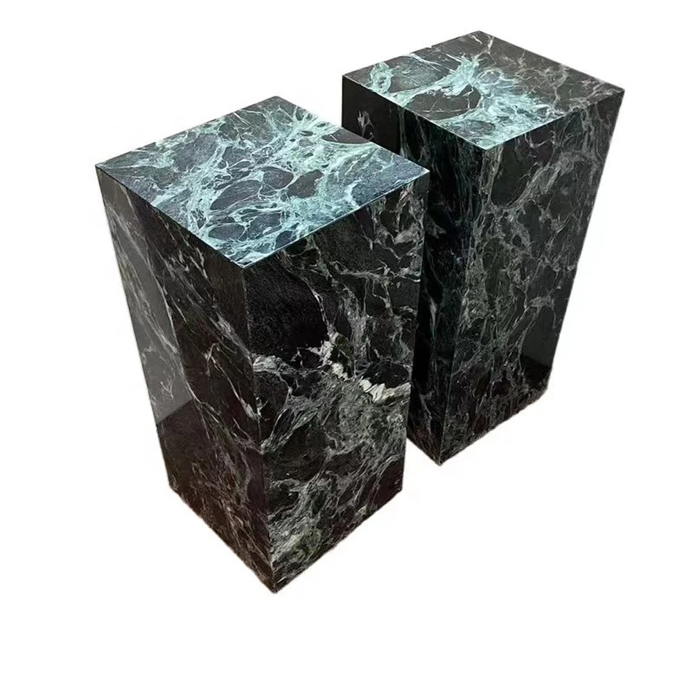 Good Price Green Stone Column Square Wedding Plinth  Marble Flower Stand