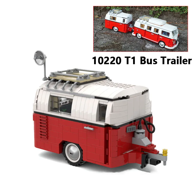 

899Pcs/lot MOC- Caravan Camping Trailer for 10220 VW T1 Bus Building Blocks Car Model Bricks Bus DIY Toys For Children Gifts