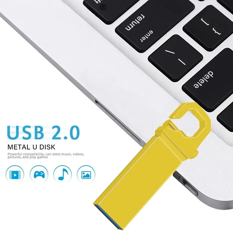 2023 New USB Flash Drive 2.0 Metal U Disk 64GB Pen Drive Waterproof Flash Drive Mini Memory Stick 128GB Computer/Car/Free Logo