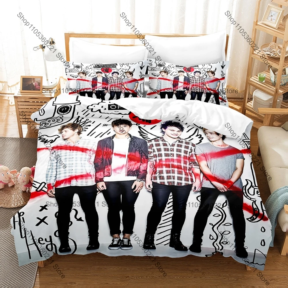 5 Seconds of Summer Kawaii World Tour Bedding Set 3PCS Music Band Duvet Cover household goods 5SOS Everyone's A Star bed comfort