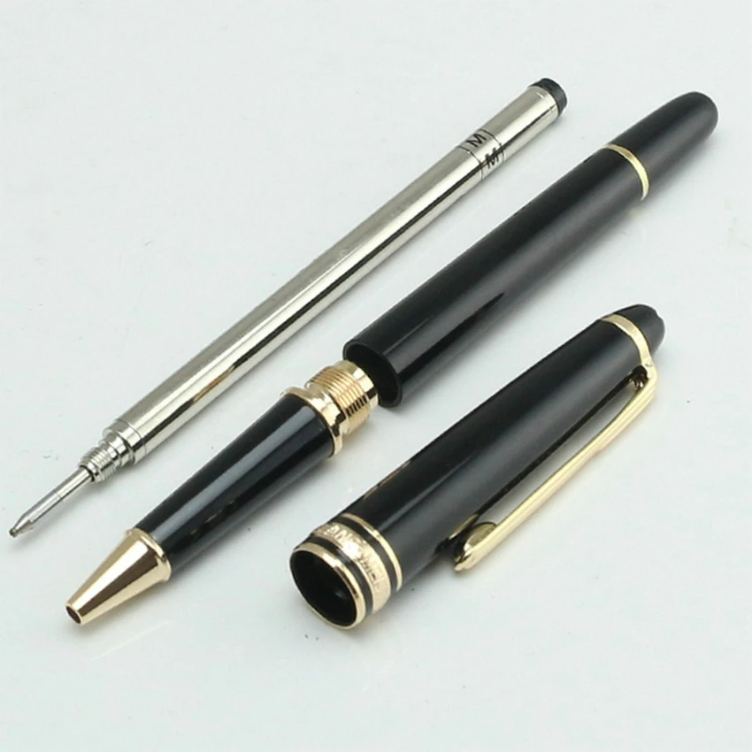 Stylo à bille de luxe MB Meister Monte Ultra Black, stylos à bille roulants d\'affaires, écriture, incrustation, série numéro 163/145, haute qualité