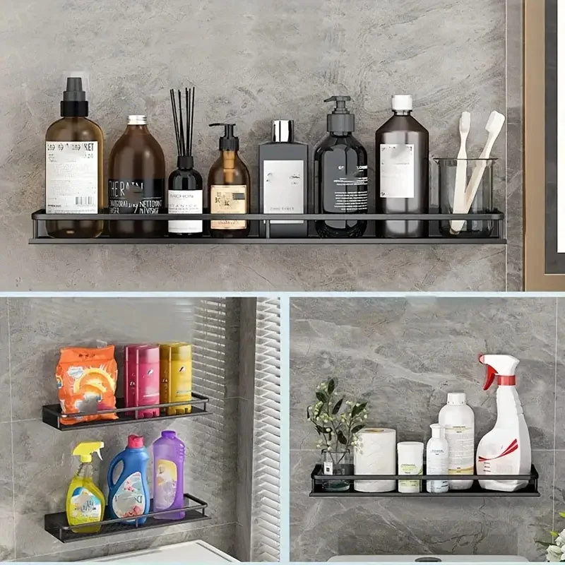 Aluminum Shelf Bathroom Storage Rack Wall Mounted Cosmetic Storage Rack Suitable For Bathroom Item Storage