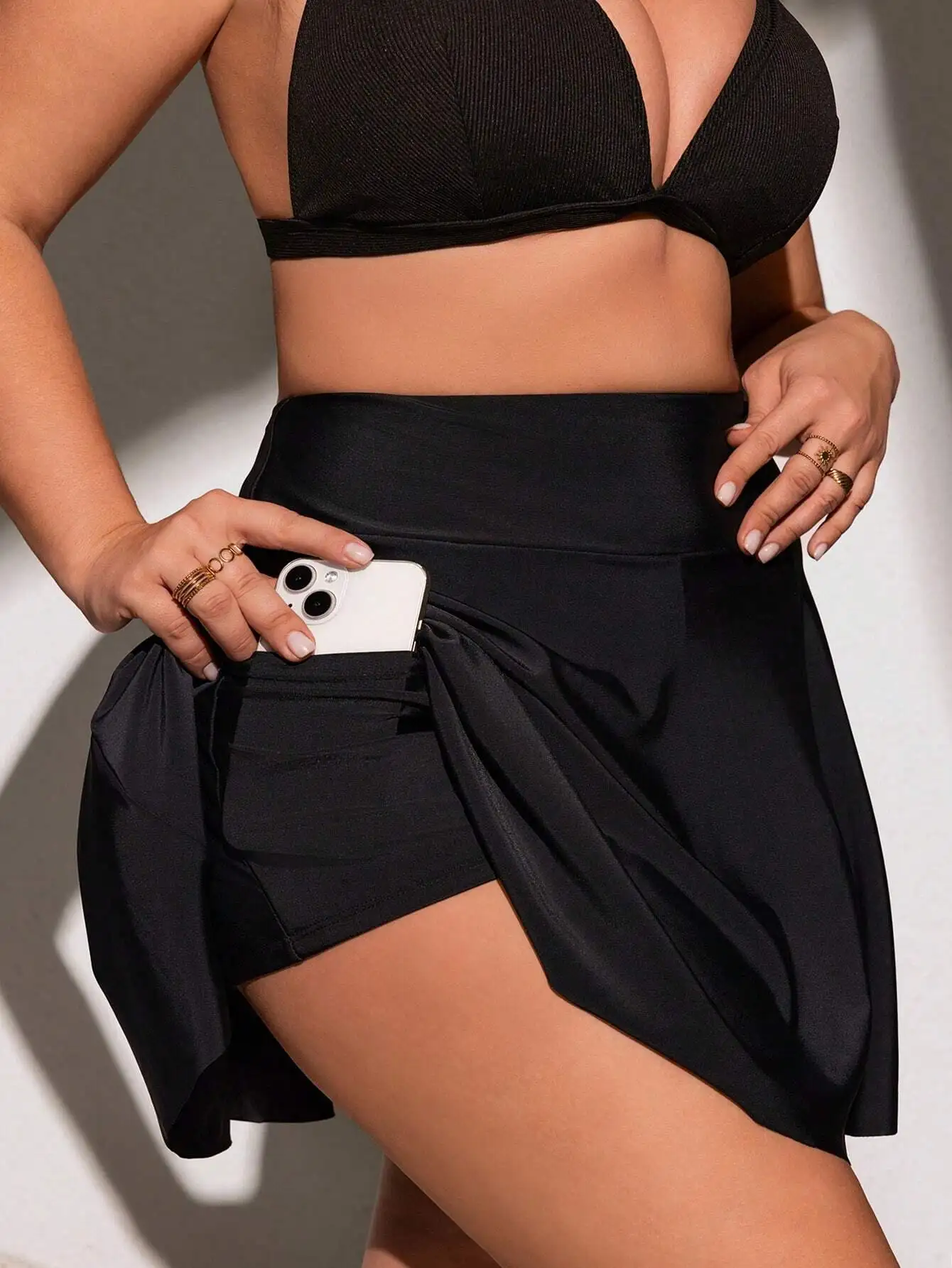 

Женская юбка-бикини больших размеров однотонного цвета с большим карманом для летнего пляжа