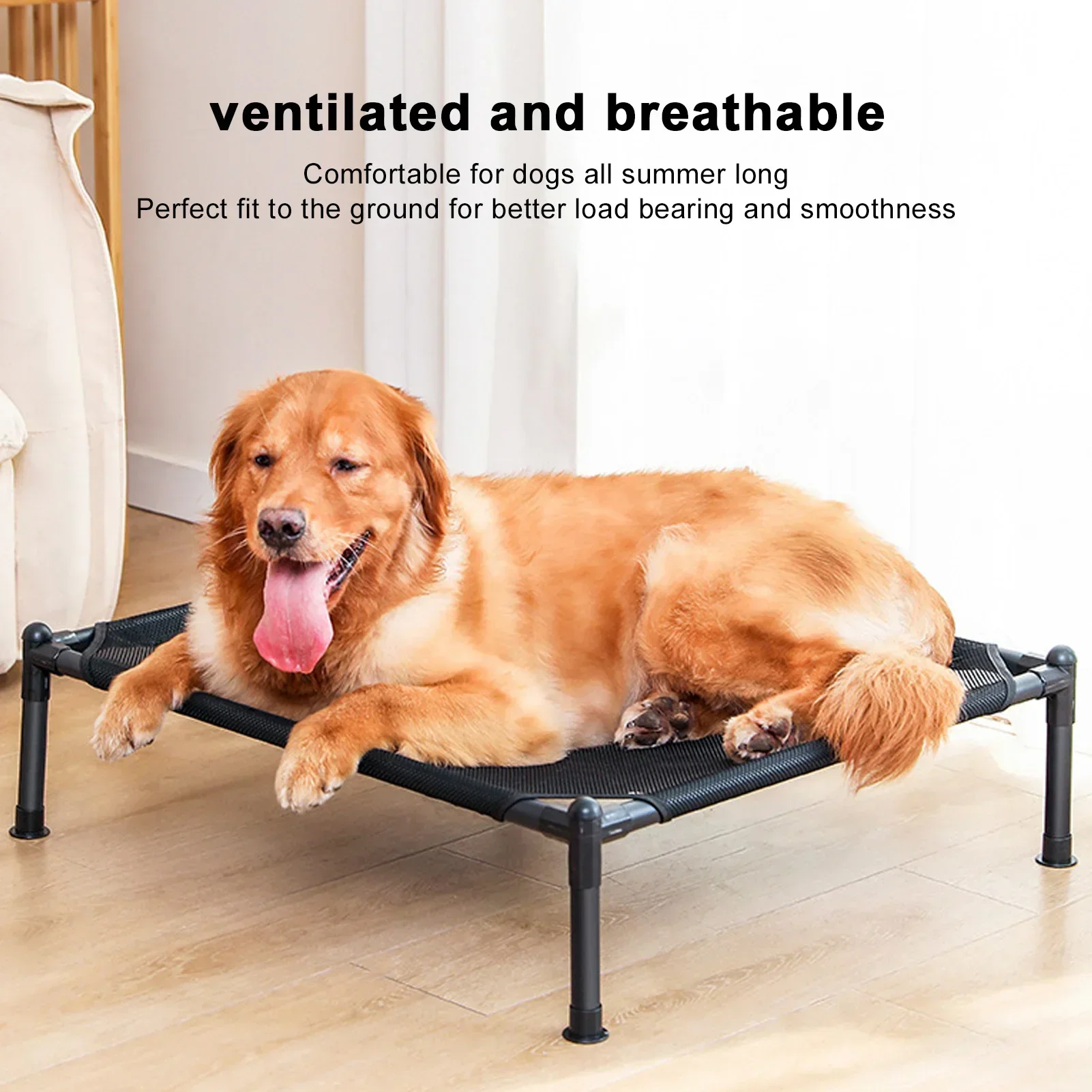 Elevated Dog Bed All Seasons Universal Metal Frame Breathable Mesh Outdoor Raised Dog Bed For Indoor Outdoor