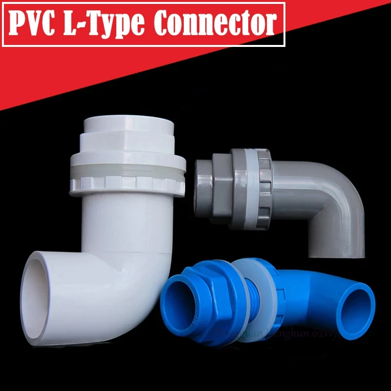 1-10pcs/lot 20~50mm PVC Aquarium 90° Elbow Drainage Connector Fish Tank Overflow Joints Water Inlet Outlet Supply Pipe Fittings