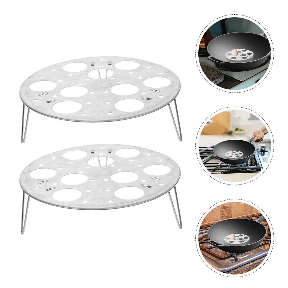 

Multi Hole Stainless Steel Egg Rack 2 Pcs Round Steamer Insert for Pot Food Steam Tray Household Kitchen Cooking Tool
