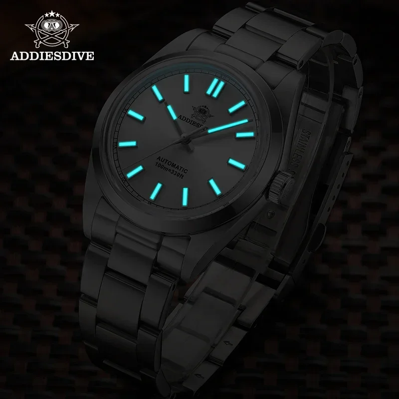 ADDIESDIVE 36mm Fashion Automatic Watch For Men PT5000 Sapphire Glass Mechanical Watches 10Bar Diving Super Blue Luminous AD2028