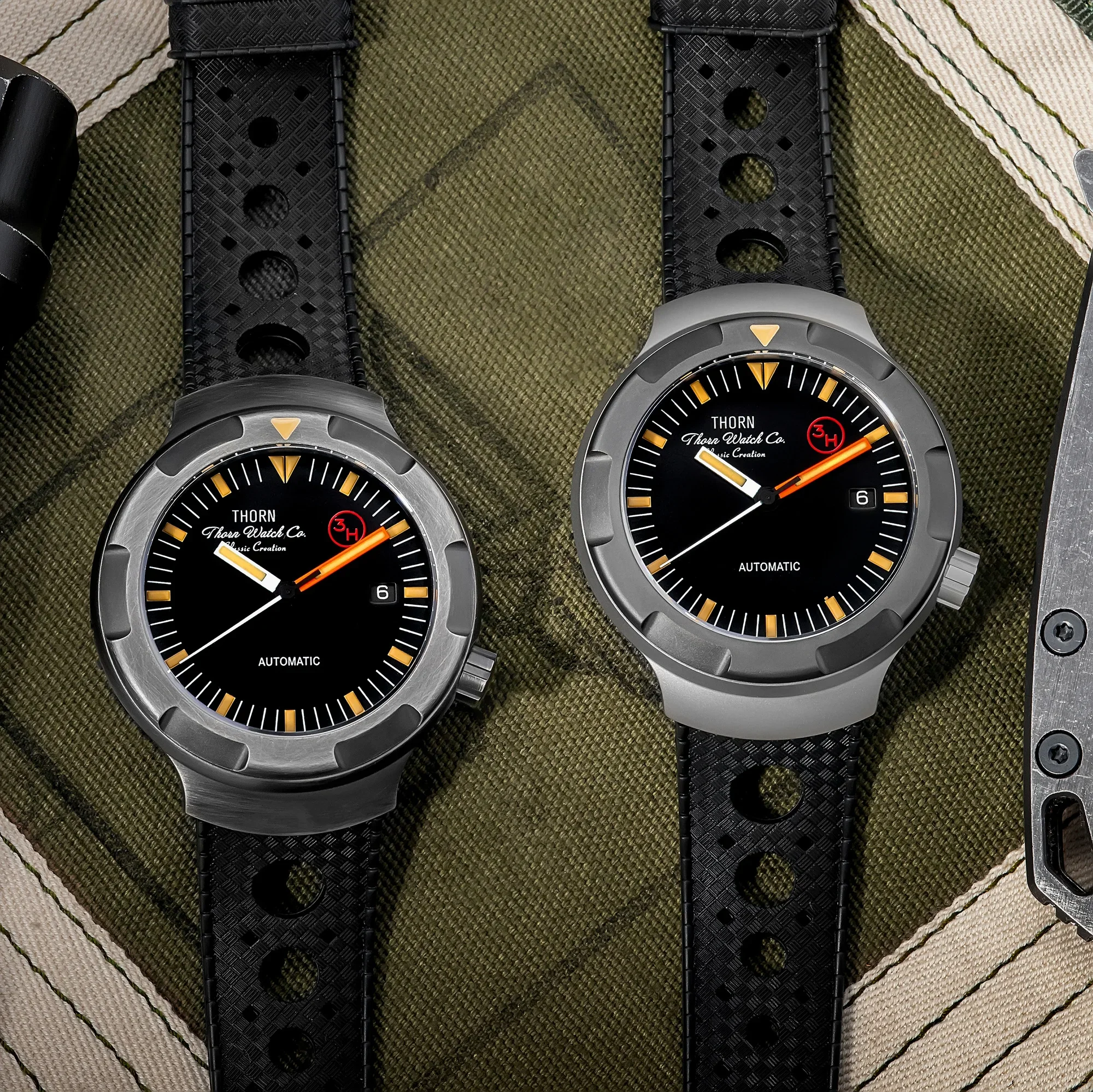 【T018】THORN Titanium retro trend Watch fluoro rubber strap waterproof glow-in-the-dark salute to classic men's watch