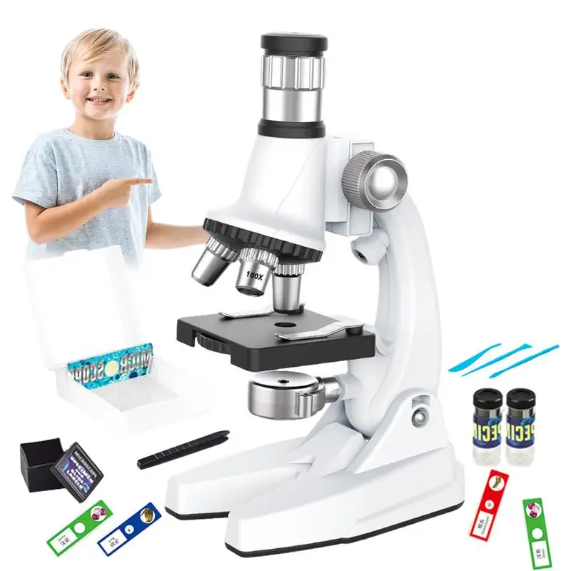 Microscope Kids 1200X Clear Science Kit With Experiments Kit Educational Preschool STEM Project Toy Beginner Microscope For Kids